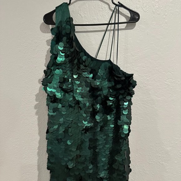 Maeve (by Anthropologie) Dresses & Skirts - Green one-shoulder sequin dress Maeve by Anthropologie new w/tags sz1x plus
